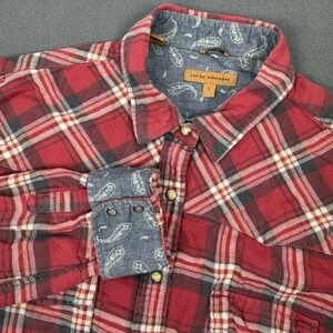 JACHS GIRLFRIEND Bea Womens Long Roll up Sleeve Snap Flannel Shirt Flip Cuff - L